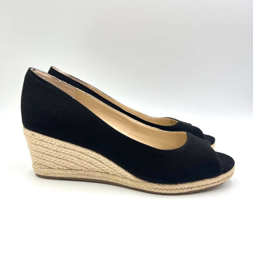 Bandolino Womens Size 8.5 Nuri Black Canvas Espadrilles‎ Wedges Shoes